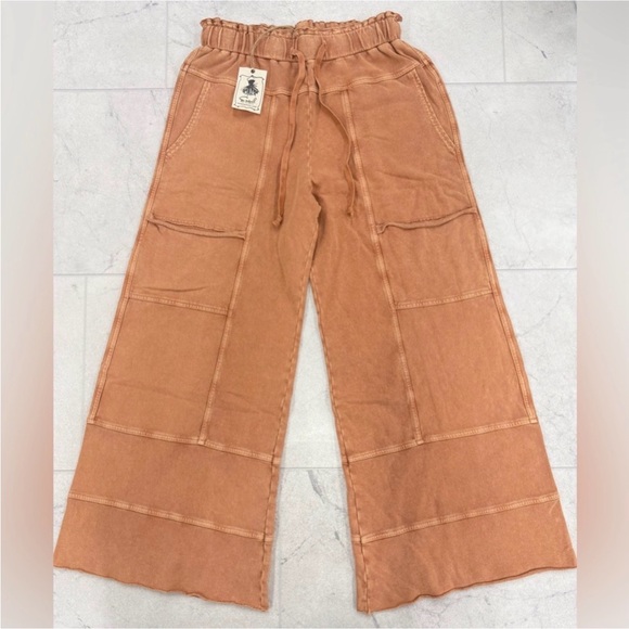 Easel Wide Leg Pants in Rust - Picture 2 of 16